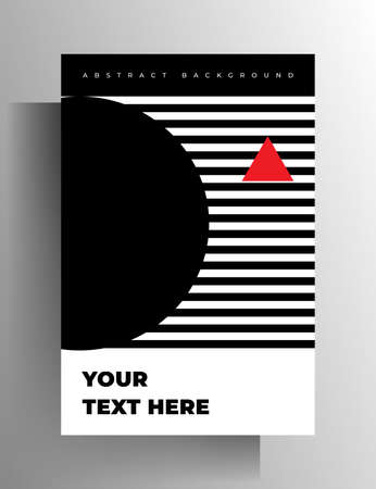 Cover for a book, magazine, brochure, catalog, booklet, poster. Geometric black, white and red design template. A4 format. EPS 10 vector.のイラスト素材
