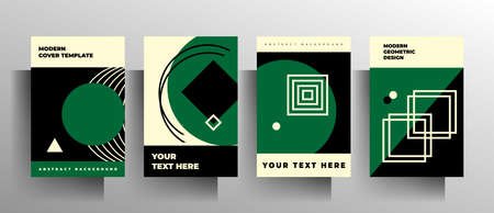 Geometric cover design for book, brochure, catalog, folder, magazine, poster template set. Vector illustration. A4 format.のイラスト素材