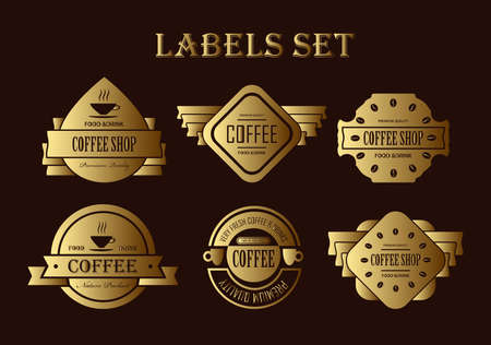 Labels, badges template set. Vector monochrome illustration.のイラスト素材