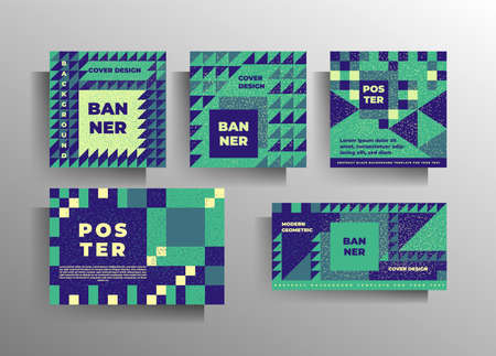 Geometric print cover design. Set of bright vector templates.