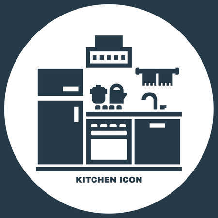 Kitchen furniture icon. Vector monochrome illustration.のイラスト素材