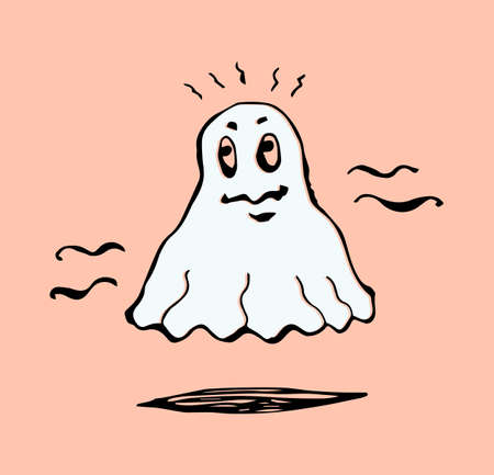 The ghost is hand-drawn. Colored vector illustration.のイラスト素材