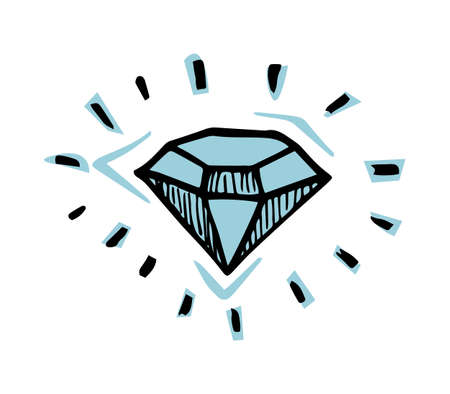 The diamond is hand drawn. Colored vector illustration.のイラスト素材