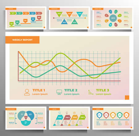 Infographics slide template for business presentation. Vector color illustration.のイラスト素材