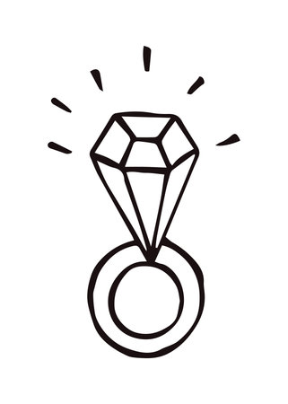 A ring with a diamond. Graphic hand drawn illustration. Vector.のイラスト素材