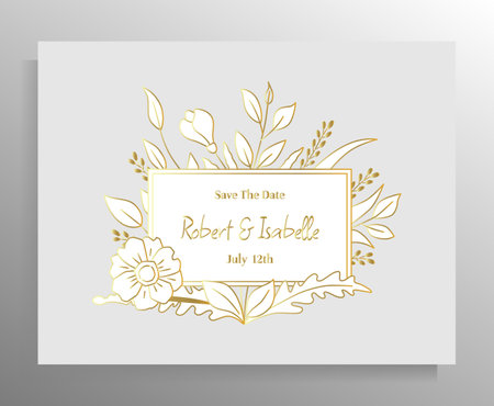 Vintage wedding invitation design. Vector template for card, poster.のイラスト素材