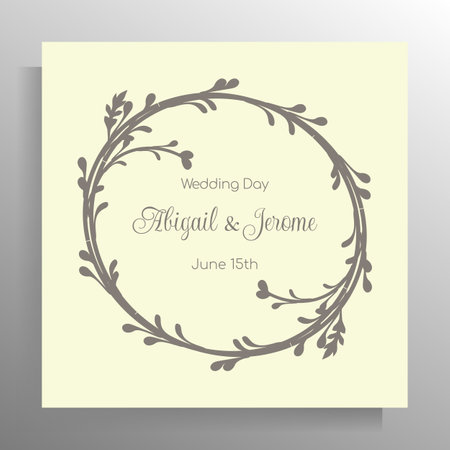 Vintage wedding invitation design. Vector template for card, poster.のイラスト素材