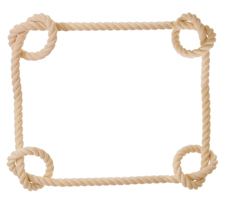 frame made from rope isolated on whiteの写真素材