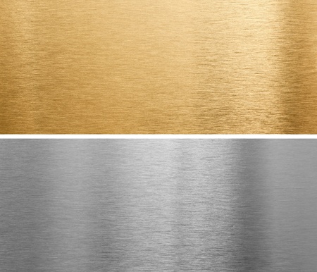 aluminium and brass metal platesの写真素材