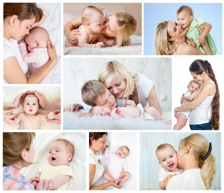 Collage mother day concept  Loving moms with babies