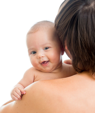 father holding happy babyの写真素材