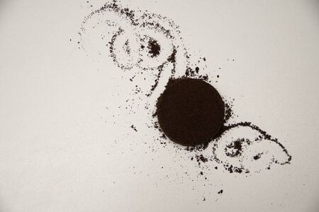 ground coffee on a white background with a patternの写真素材