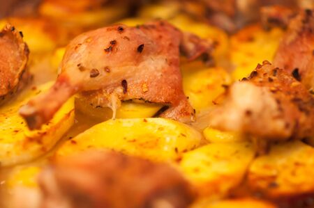 dish of duck with potatoesの写真素材