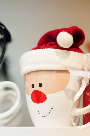 christmas and christmas decorations of Santa Claus on white backgroundの写真素材