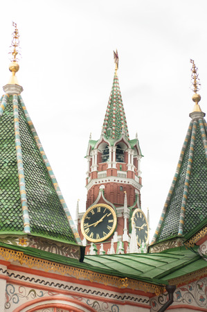 Kremlin Clock on the Tower in Moscow, Red Square close-up