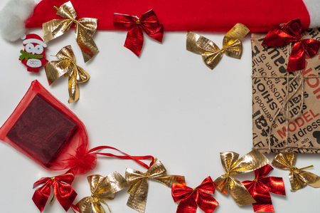 christmas background white with giftsの写真素材