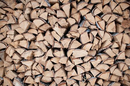 Firewood collected in a log of wood close-up
