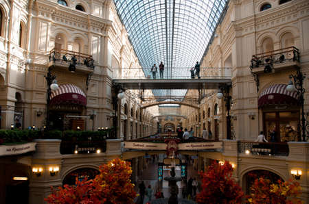 GUM Moscow facade and glass roof of the store inside Gum, Moscow, Russia October 4, 2020のeditorial素材