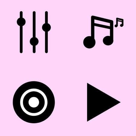 music icon set in black illustration design. Basic element graphic design.のイラスト素材
