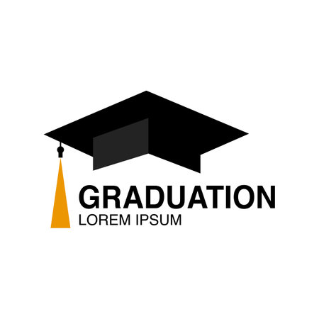 Silhouette of a black toga on a white background. Silhouette of final year student graduation cap.のイラスト素材