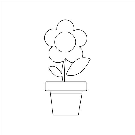 Coloring book template. Flower in a pot coloring. Line vector element design. Flat Design. EPS10のイラスト素材
