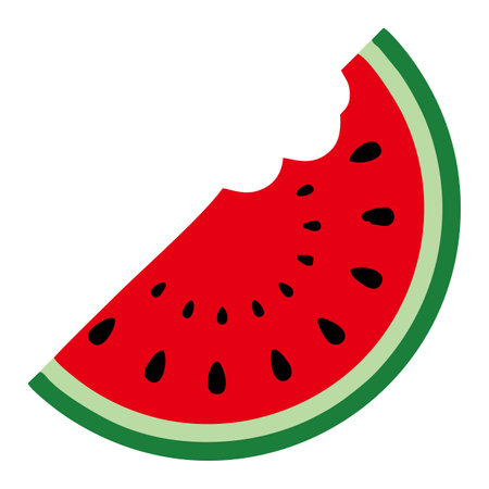 Pieces of watermelon that have been bitten in several parts. Fruit elements are round and brightly...
