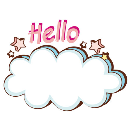 Cloud chat with hello. Can be used for name tags as well as stickers. Can also be used to mark objects that are private property, especially items that are often borrowedのイラスト素材