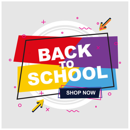 Invitation to shopping posters. Lots of discounts on going back to school. With bright and eye-catching colorsのイラスト素材