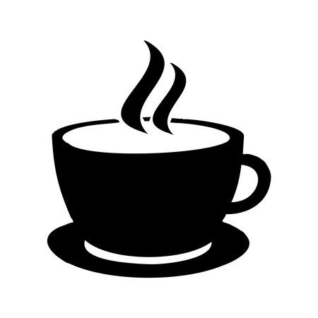 Silhouette of cup with billowing smoke. Suitable for coffee shop or hot chocolate shop logo design elements. Simple logo design elementのイラスト素材