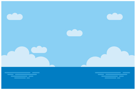 Blue sky with clouds and sea. Vector illustration for your design.のイラスト素材