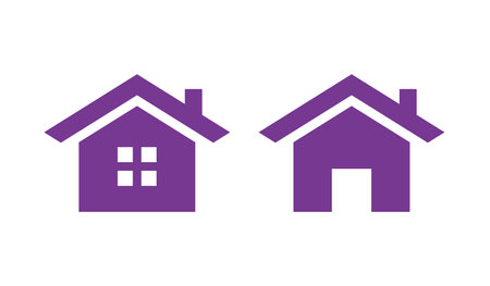 Home icon Vector Illustration design Logo template. Suitable for many purposes. Editable house symbol in purple color in eps10 formatのイラスト素材