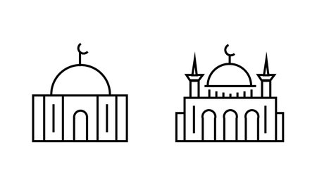 Mosque icon vector. mosque icon vector. mosque vector icon. Editable Outline Symbol of a mosque. Suitable for use as elements of religious design symbolsのイラスト素材