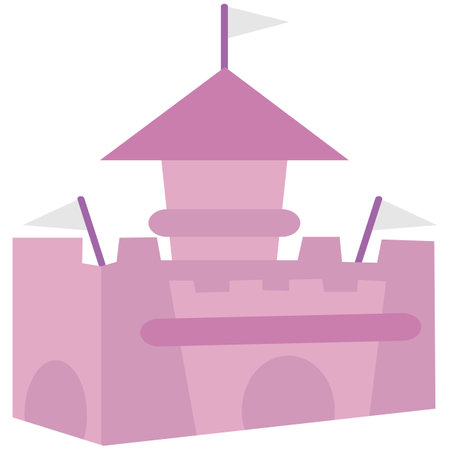 illustration of a palace or fortress of a kingdom from a fairy tale land. Royal icon or symbol. Suitable for use in the design of story books, royal fairy tales, or children's booksのイラスト素材