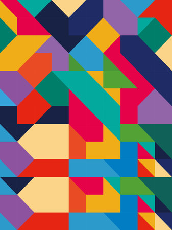 Seamless pattern with colorful geometric shapes. abstract backgrounds. Vector illustration. Portrait background with geometric patterns such as triangles, squares, parallelogramsのイラスト素材