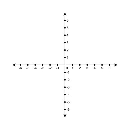 Illustration of cartesian coordinates for learning math. Crossed arrows isolated on white background. Black and white vector illustration. Plane shape, coordinate system.のイラスト素材