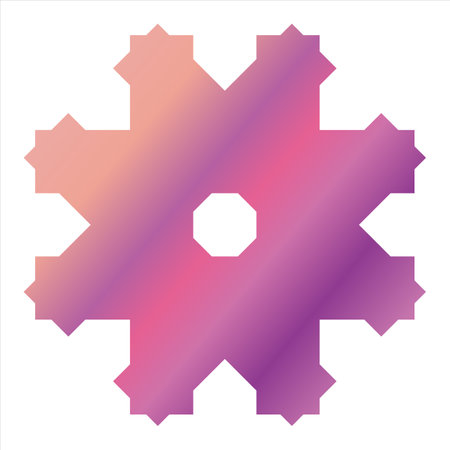 Snowflake icon in gradient pink and purple colors on a white background. Snowflake vector illustration. Color pattern in the shape of a snowflakeのイラスト素材