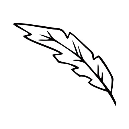 feather icon over white background, line style, vector illustration design. Feather pen illustration in outline style. Suitable for old designs, bulletin boards, magazineのイラスト素材