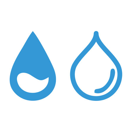 Water drop icon. Flat color design. Vector illustration. Set of water drop symbol in blue color design. Water drop symbol isolated on white background. eps 10のイラスト素材