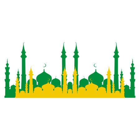 Mosque silhouette vector illustration on white background. Ramadan Kareem. Suitable for design religious greetings, celebrations of Muslim holidays etcのイラスト素材