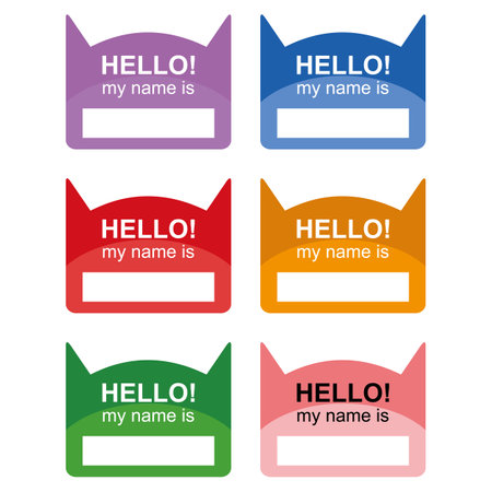 Set of Stickers, Labels, Tags, Badges and Labels. Cute name tags to mark the ownership of any book or object. Can be directly printed or edited as needed. Kids will love itのイラスト素材