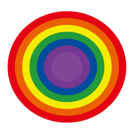 Isolated rainbow icon on a white background, Vector illustration. Target circle in archery. Dartboard with rainbow colors.のイラスト素材
