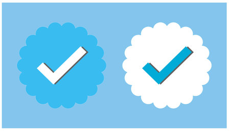 Check mark and check mark icon on blue background. Vector illustration.のイラスト素材
