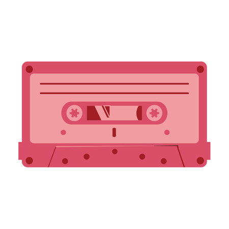 cassette tape music icon image. Vector illustration design pink color. Retro design elements, old and outdated items. Antique itemsのイラスト素材