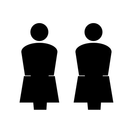 Woman icon. Female symbol. Ladies sign. Girls. Silhouette icon style. Full black icon design. Vector illustration.のイラスト素材