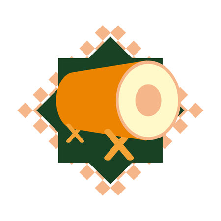 Isolated drum on a white background, Vector illustration. Eps 10. drum icon image vector illustration design  orange and green color tone. mosque drumのイラスト素材