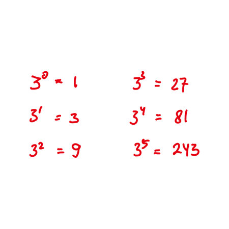 Mathematics vector illustration with hand drawn numbers and mathematical formulas. Vector set of hand drawn letters and numbers in doodle style. Math formulas on a white backgroundのイラスト素材