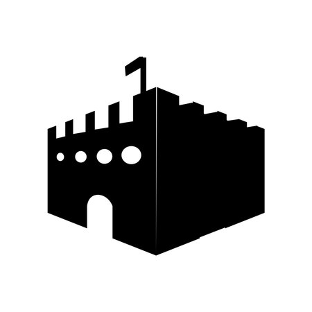 Castle icon. Architecture urban and construction theme. Isolated design. Vector illustration. Silhouettes of palaces and fortifications that are strong and majesticのイラスト素材