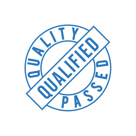 Quality guarantee digital stamp. Quality Assisted stamp. Blue stamp on white background. Vector illustration. flat style blue colorのイラスト素材