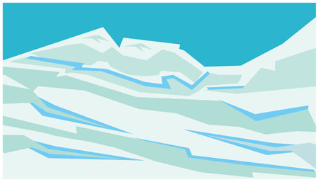 Mountains and snow. Vector illustration of a mountain landscape in winter. Winter design elements. Background illustration of a snow mountain which is usually used for skiingのイラスト素材