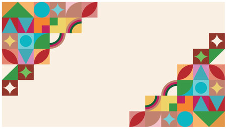 abstract background with squares, rectangles, rhombus and crosses. Vector illustration. Design elements with basic geometric shapes in full color. Simple and flat for various needsのイラスト素材